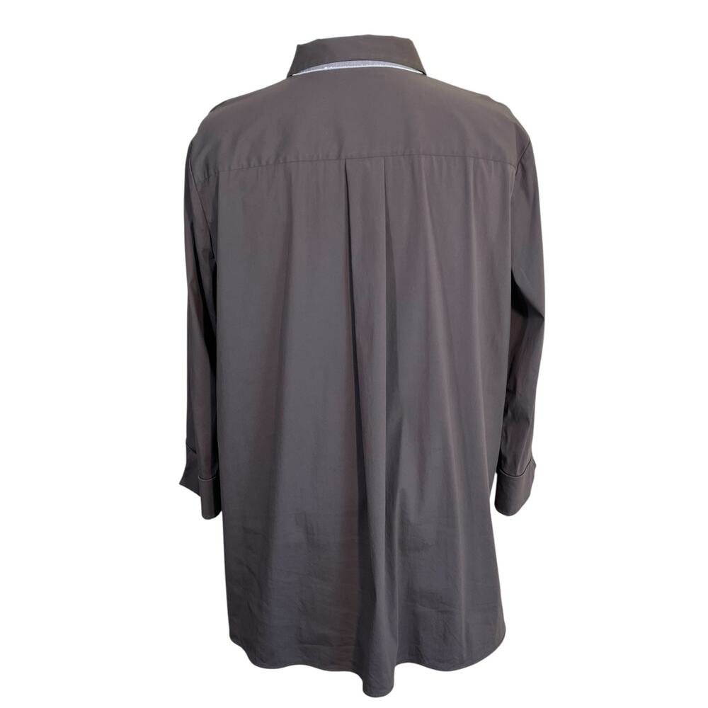 Lafayette 148 Womens XXL Taupe Brown Hip Length Button-Up Shirt Minimalist Clean - Picture 9 of 16
